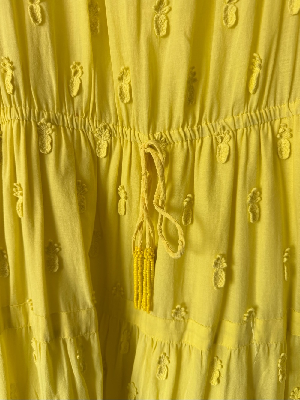 FARM Rio Lemon Yellow Tiered Maxi Dress with Tassel Tie - Picture 3 of 5